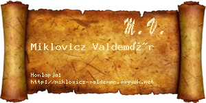 Miklovicz Valdemár névjegykártya